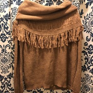 Tan Tassel Fringe Sweater